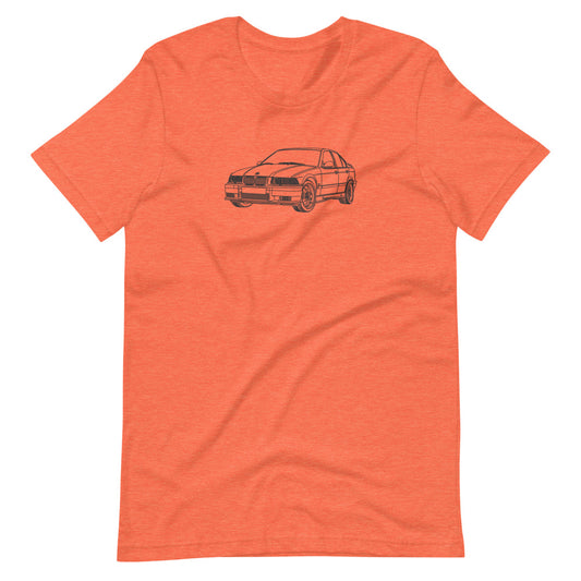 BMW E36 M3 FTQ t-shirt design displayed.