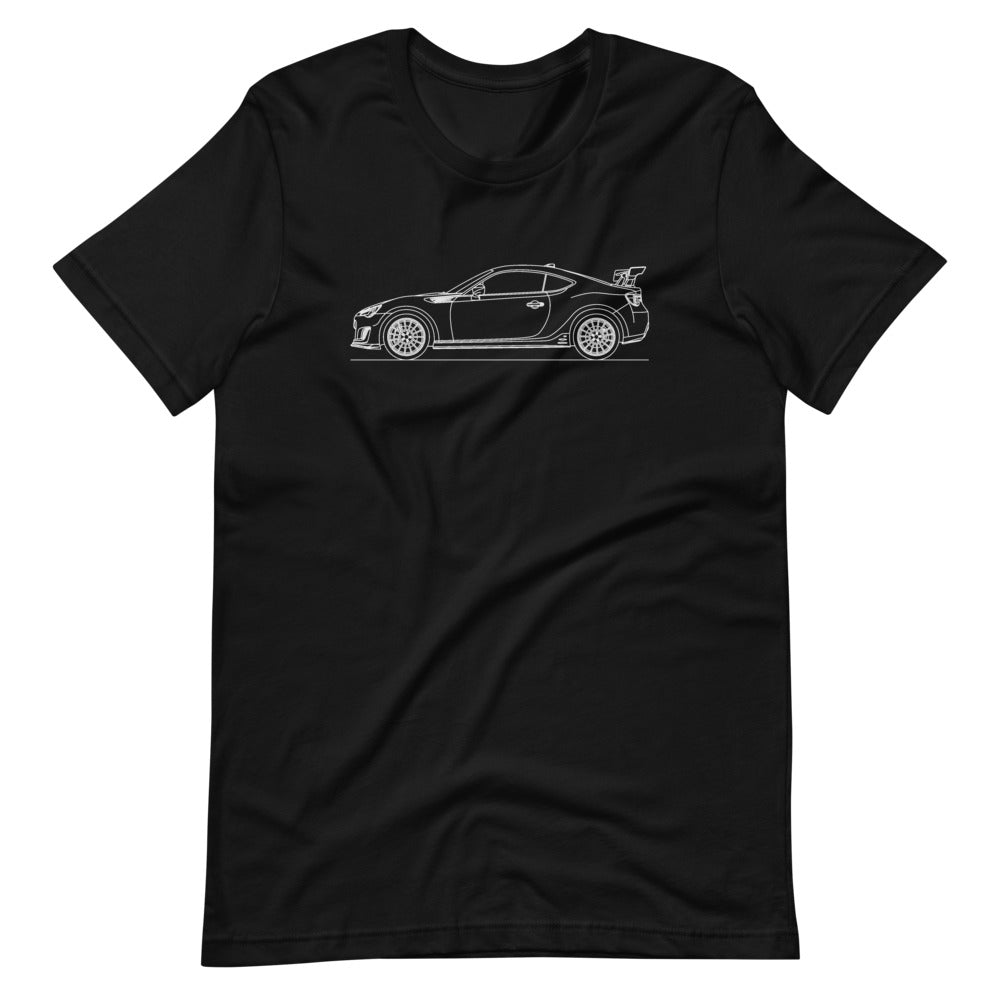 Subaru BRZ TS t-shirt displayed on a hanger