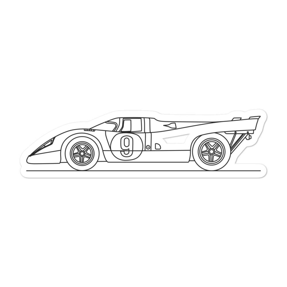 Porsche 917 Silhouette sticker on a laptop