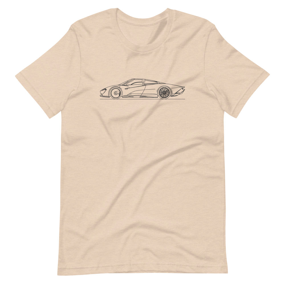 McLaren Speedtail t-shirt on a plain background