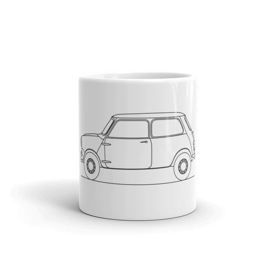 MINI Cooper silhouette design on a ceramic mug