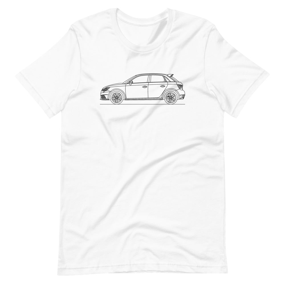 audi-8x-s1-t-shirt design on a black t-shirt