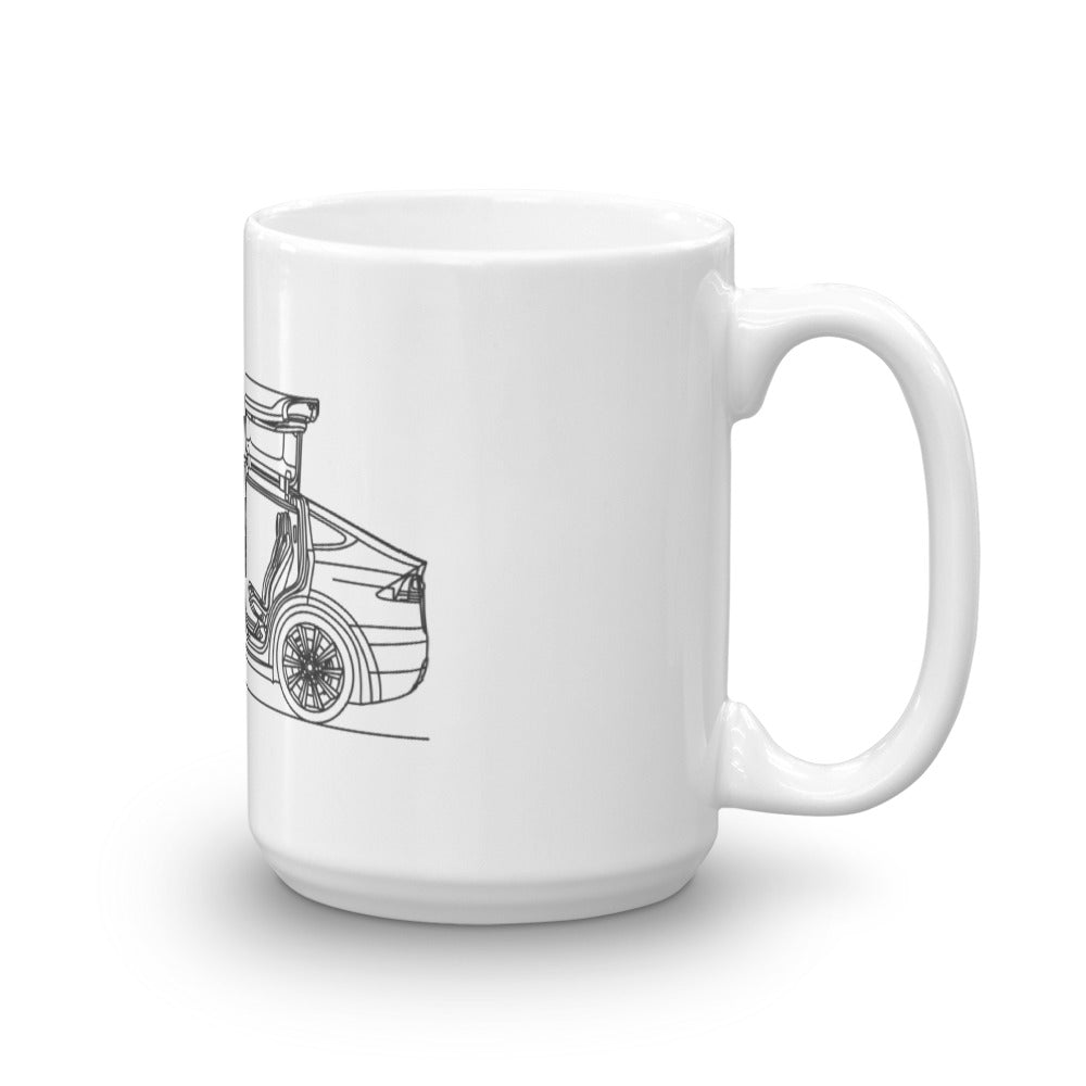 Tesla Model X Doors Up Mug design.