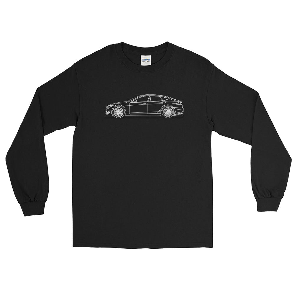 Tesla Model S Silhouette on stylish long-sleeve shirt