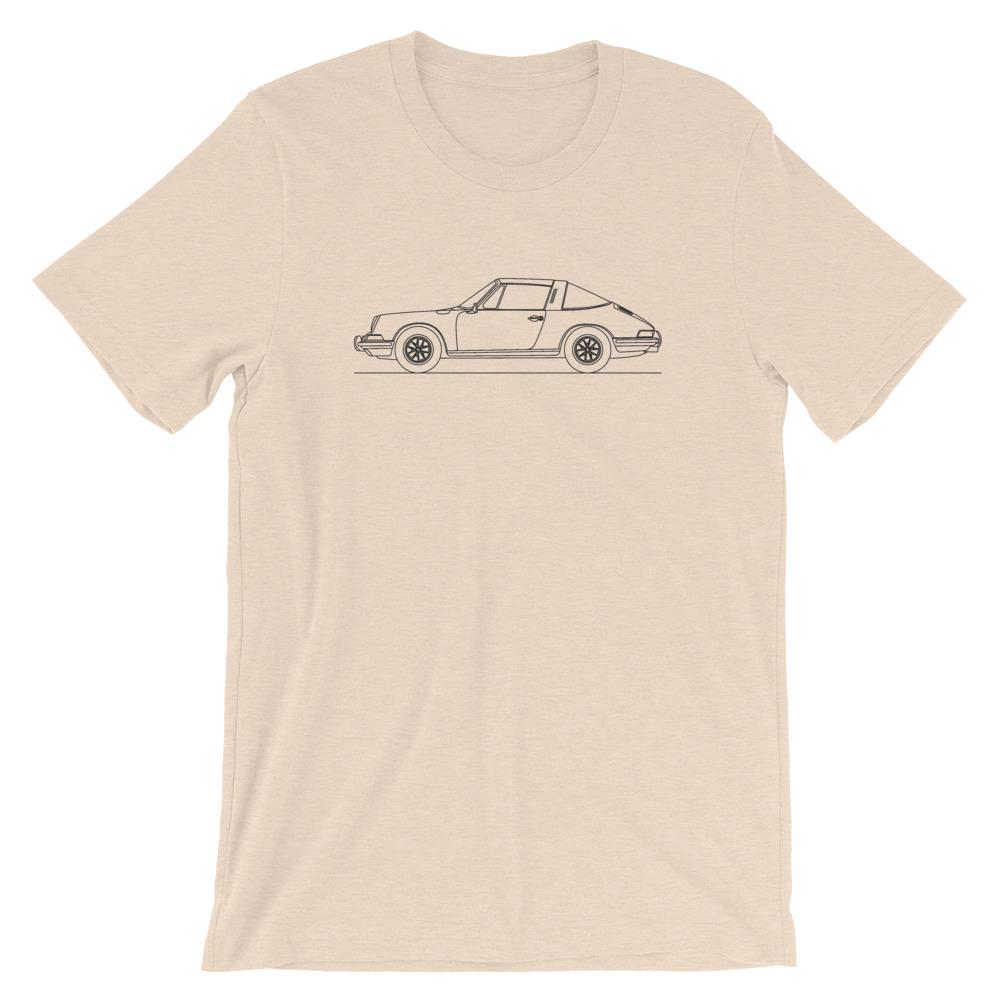 Porsche 911 Targa t-shirt design displayed.