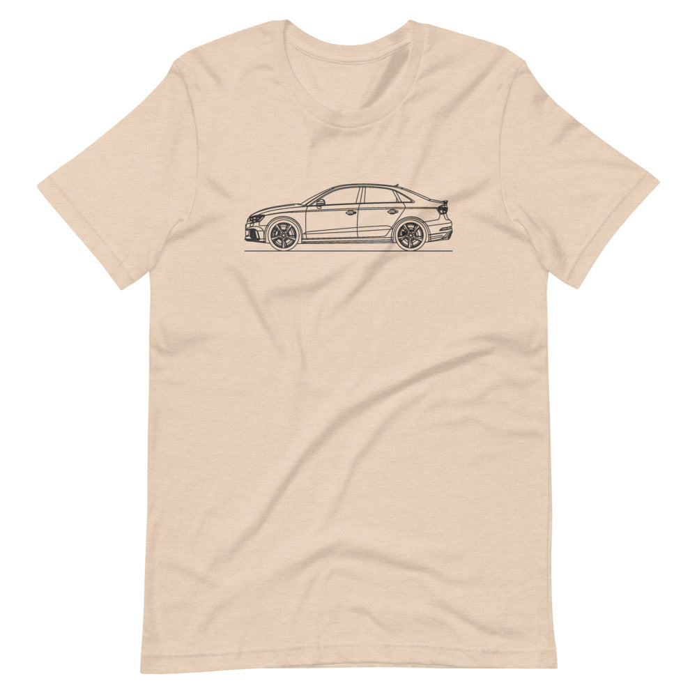 Audi 8V RS3 sedan t-shirt on display