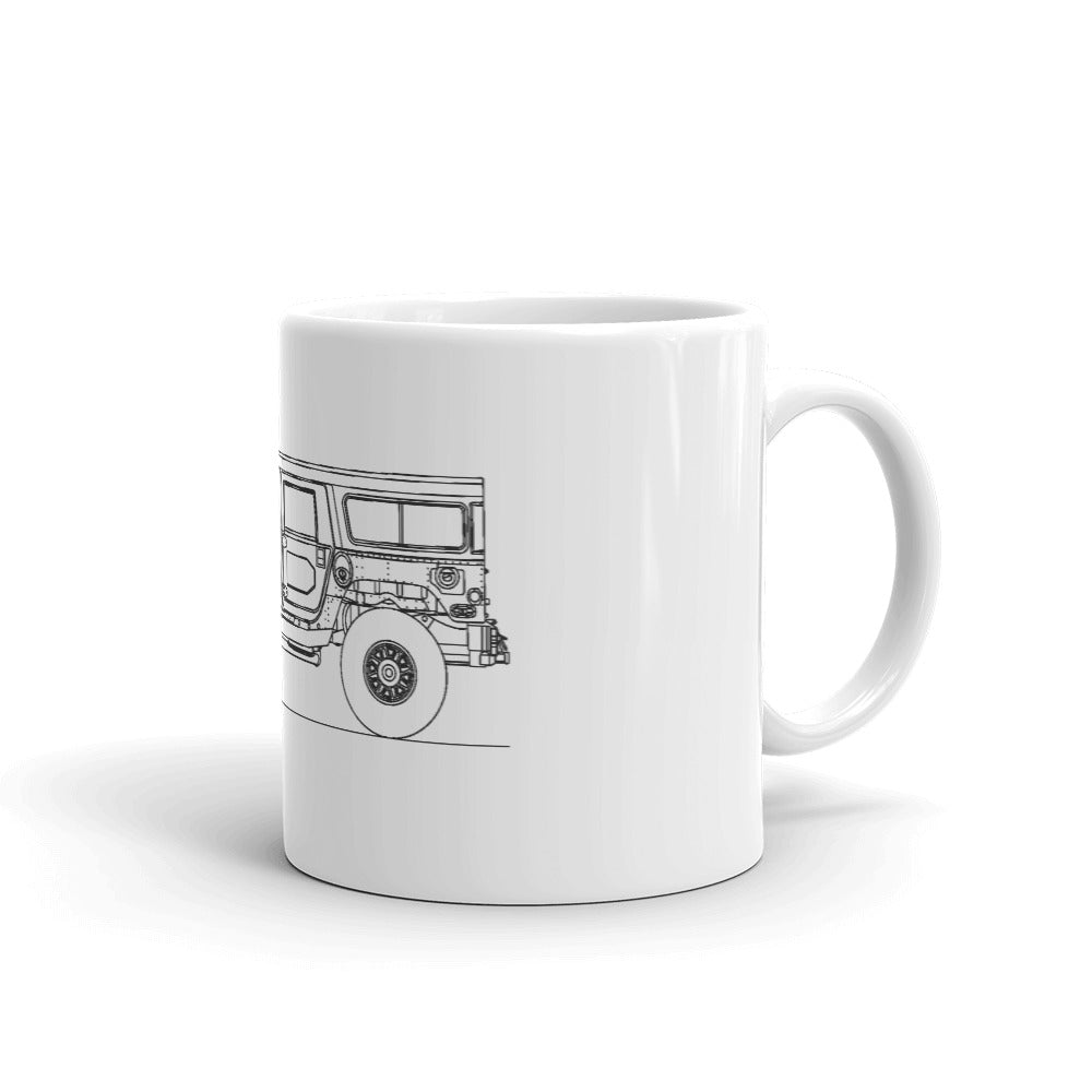 Hummer H1 Wagon Silhouette on ceramic mug