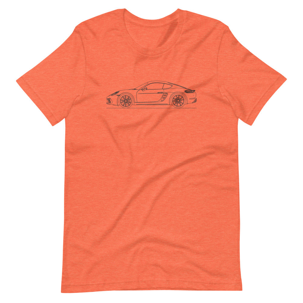 Porsche Cayman S 718 T-shirt Heather Orange - Artlines Design