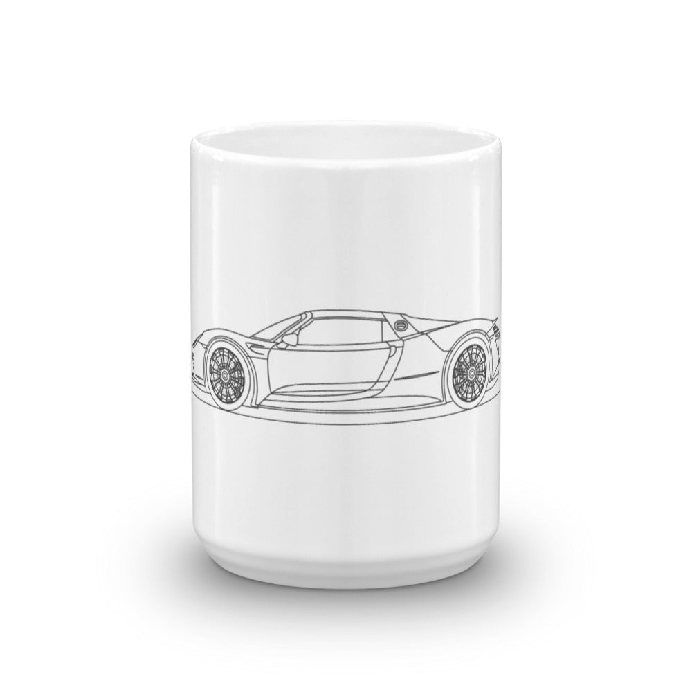 Porsche 918 Spyder Minimal Mug 15 oz front view.