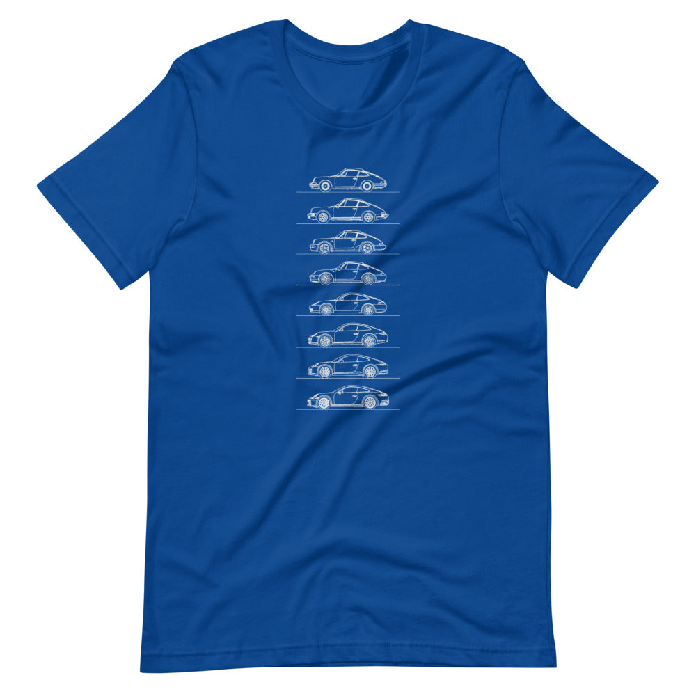 Porsche 911 Evolution T-shirt True Royal - Artlines Design