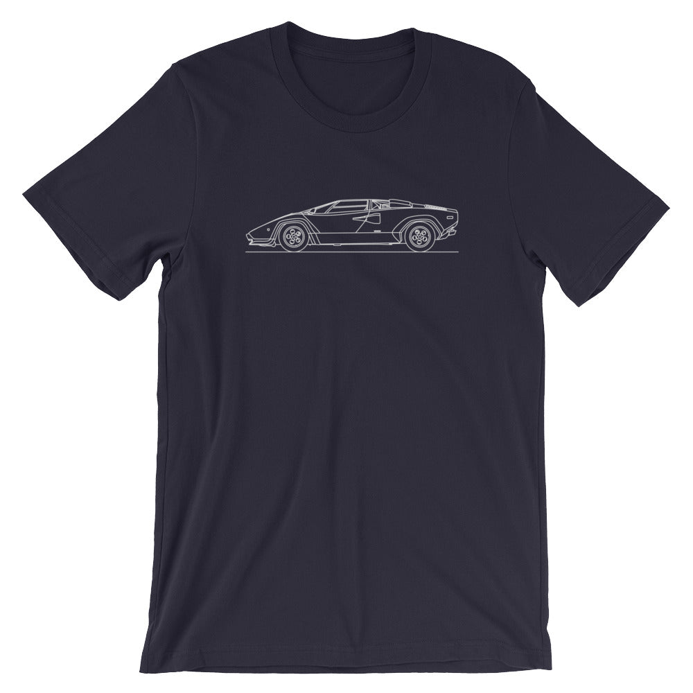 Lamborghini Countach t-shirt design displayed plain