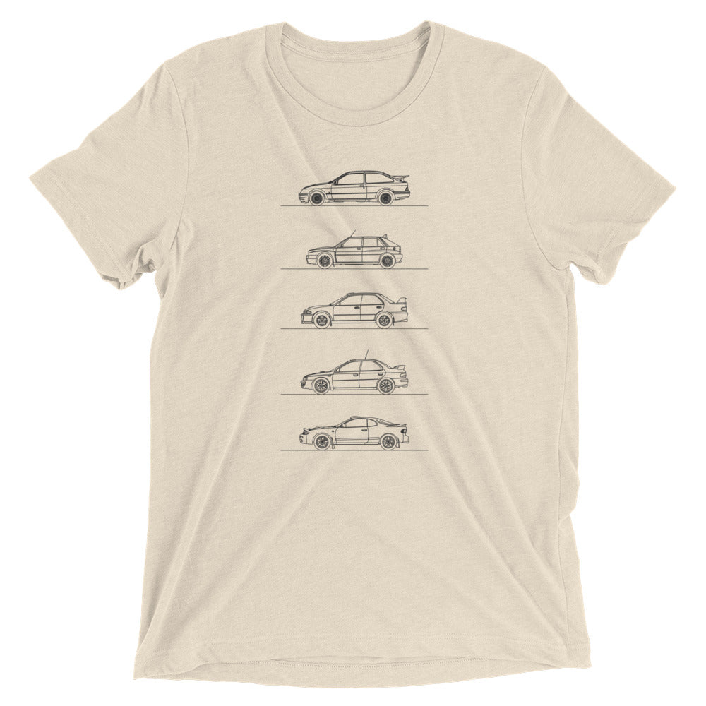 Group A Rally Cars Minimal T-shirt beige.