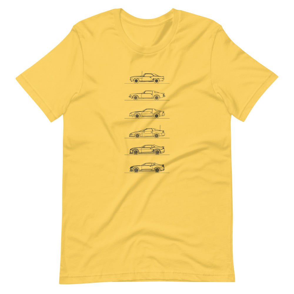 Chevrolet Camaro Evolution T-shirt Yellow - Artlines Design
