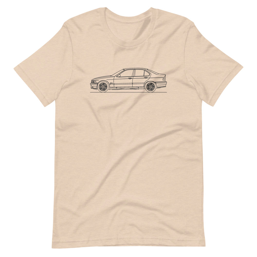 BMW E36 M3 Sedan T-shirt Heather Dust - Artlines Design