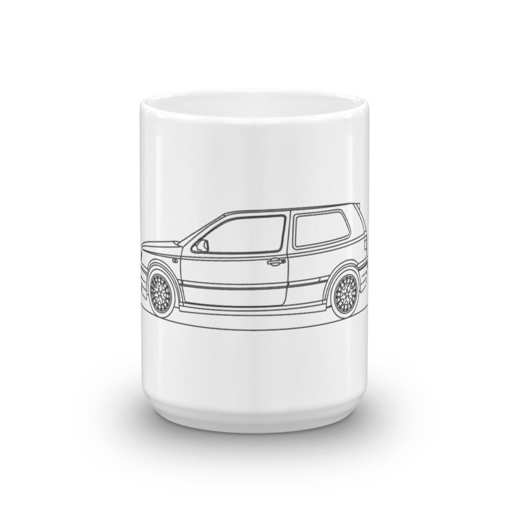Volkswagen Golf III GTI mug design displayed.