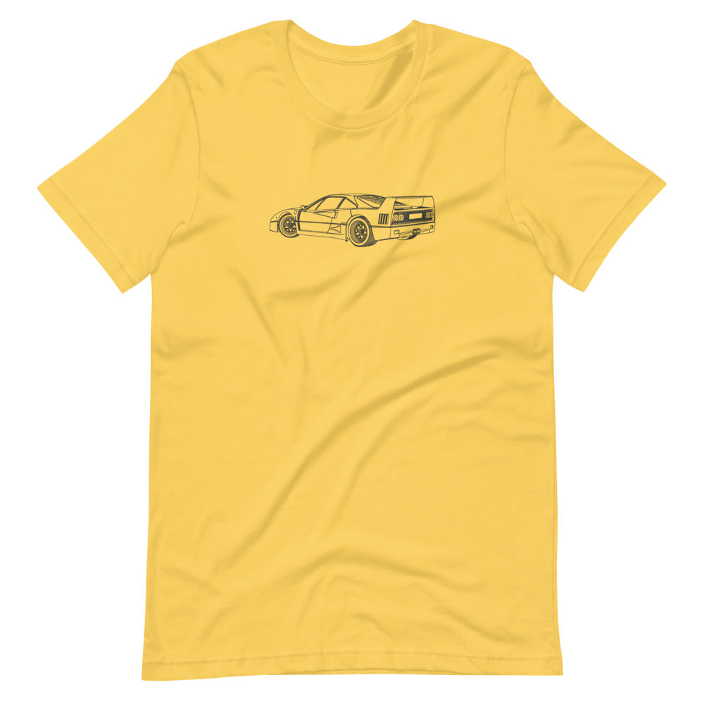 Ferrari F40 RTQ t-shirt design on display