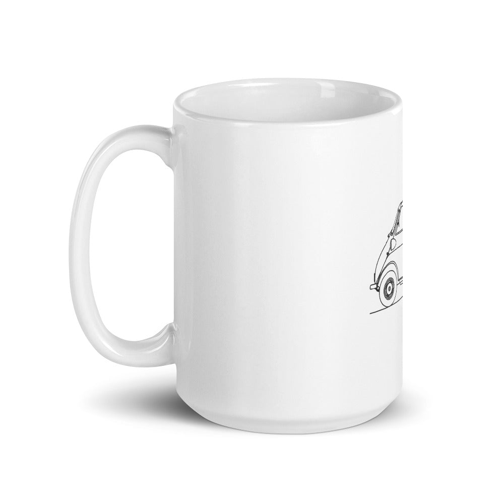 BMW Isetta mug with colorful design.
