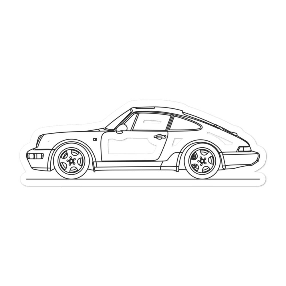 Porsche 911 964 Outline sticker on laptop