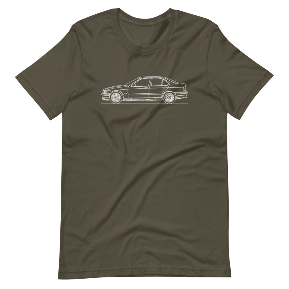 BMW E36 M3 Sedan T-shirt Army - Artlines Design