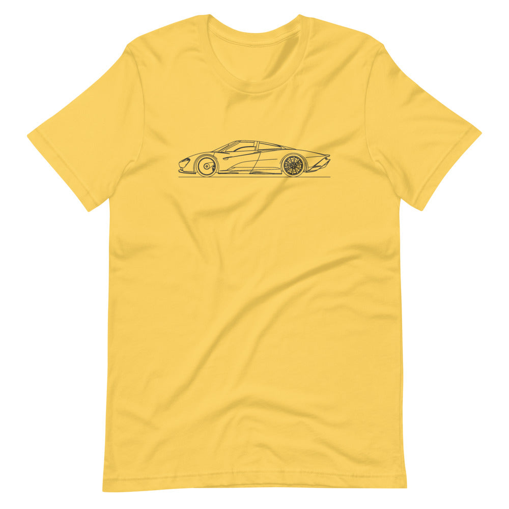 McLaren Speedtail t-shirt on a plain background