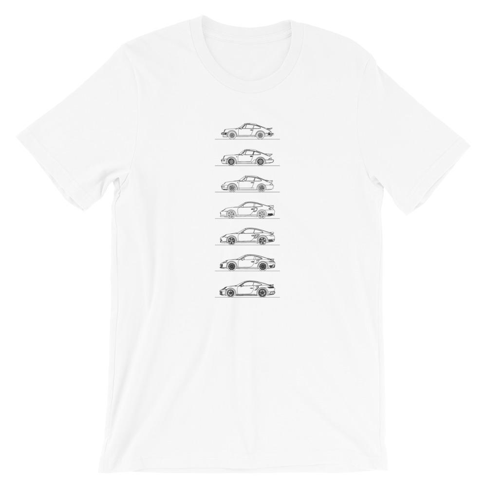 Porsche 911 Turbo silhouette on stylish T-shirt