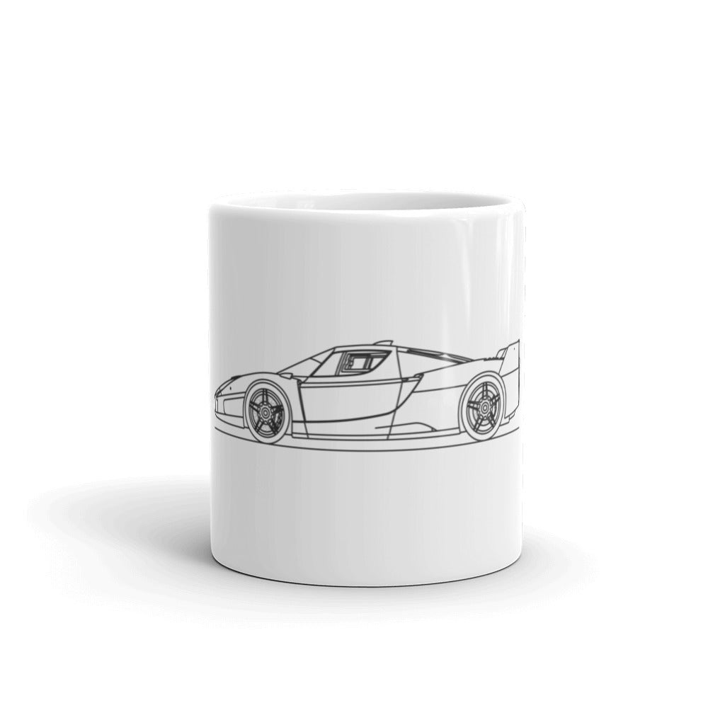 Ferrari FXX silhouette displayed on a coffee mug