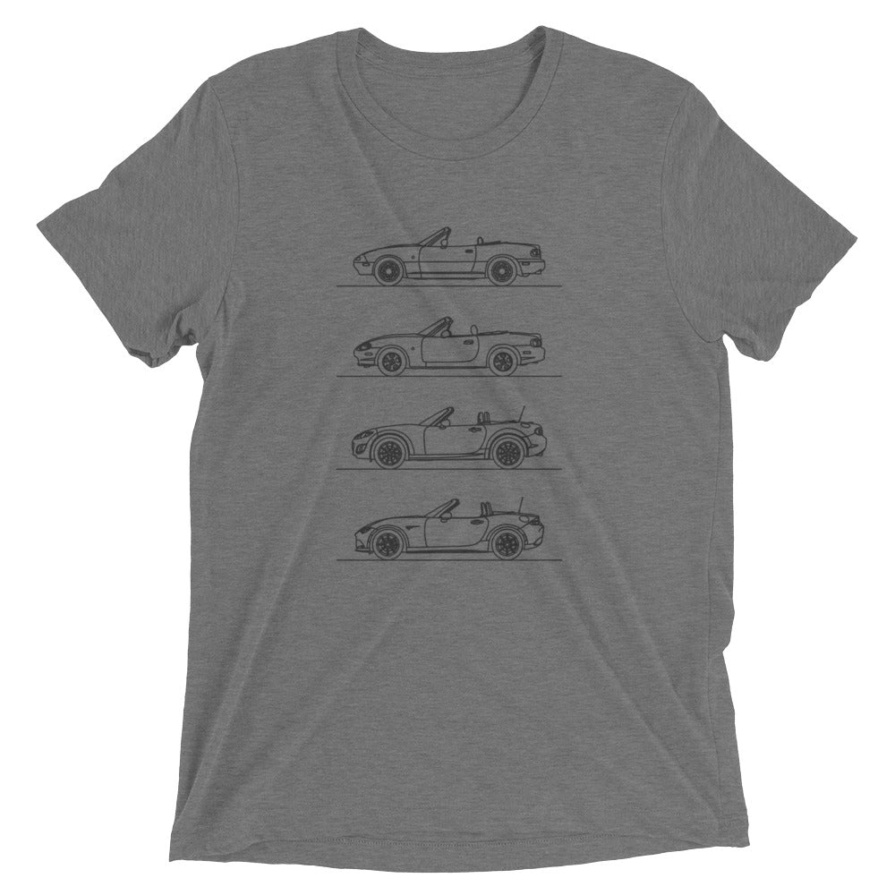 mx-5 miata evolution minimal line art t-shirt design