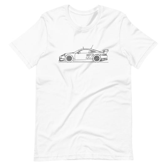 Porsche 911 991 RSR t-shirt displayed on fabric