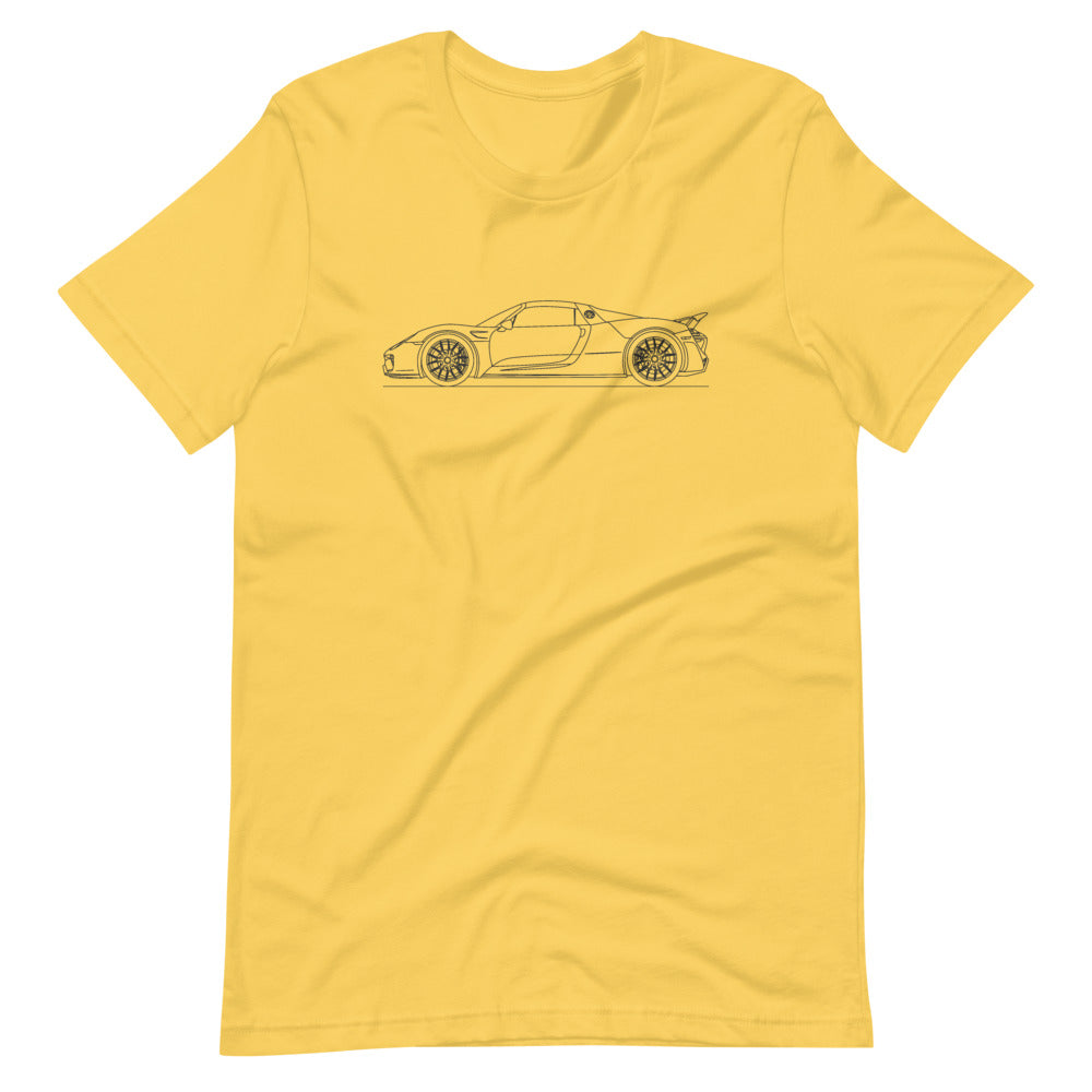 Porsche 918 Spyder Weissach Package T-shirt Yellow - Artlines Design