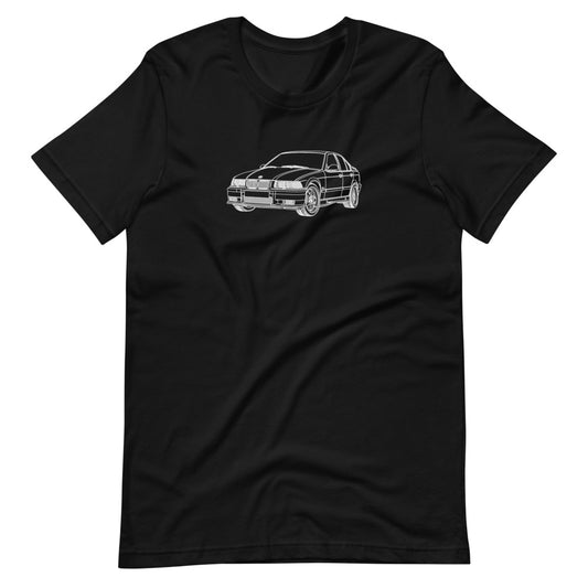 bmw-e36-m3-ftq-t-shirt design on display
