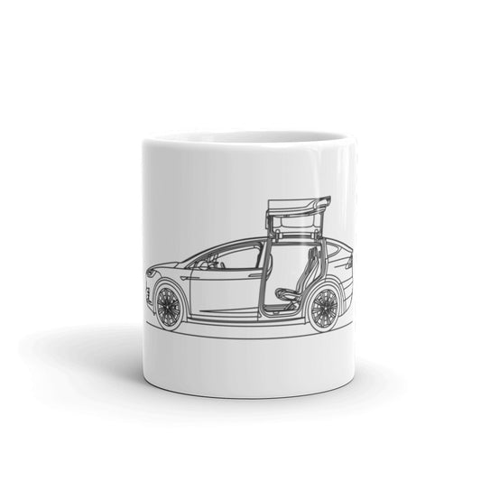 Tesla Model X Doors Up Silhouette Mug design