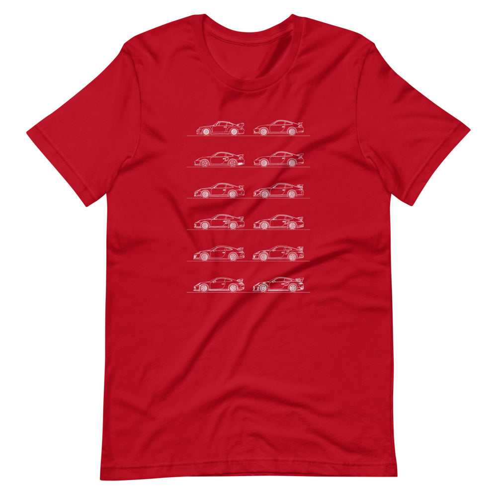 Porsche 911 GT2 - GT3 Evolution T-shirt Red - Artlines Design