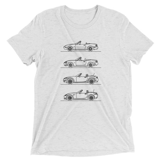 MX-5 Miata Evolution Minimal Line Art T-shirt light grey.