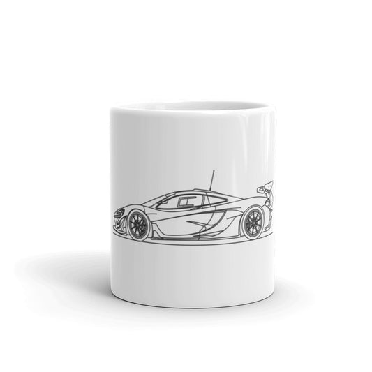 McLaren P1 GTR silhouette on a coffee mug