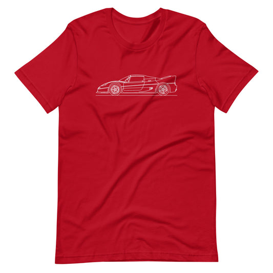 Ferrari F50 silhouette on a stylish t-shirt.