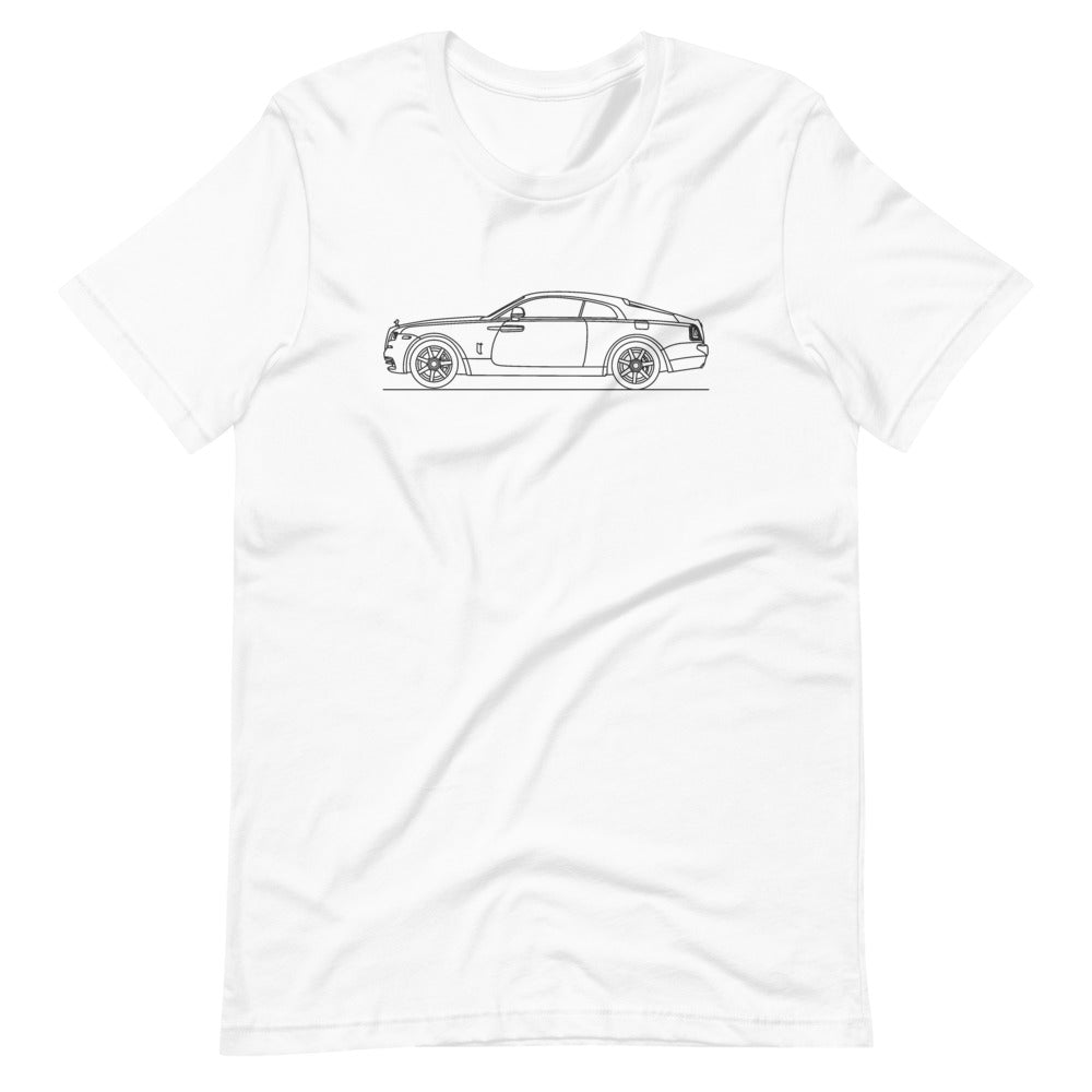 Rolls Royce Wraith t-shirt displayed on a model.