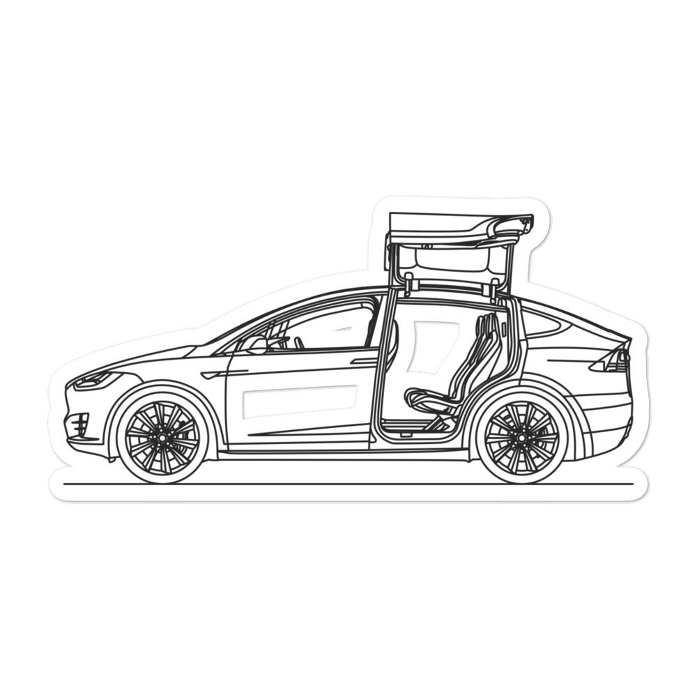 Tesla Model X Outline sticker on smooth surface
