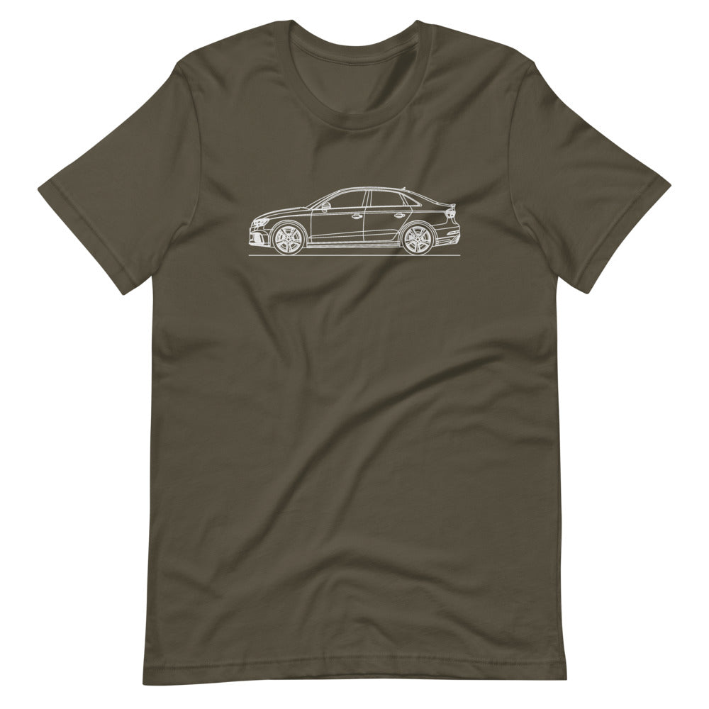 Audi 8V RS3 Sedan t-shirt design displayed