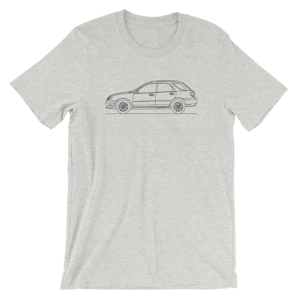 Subaru Impreza II Wagon t-shirt design flat lay