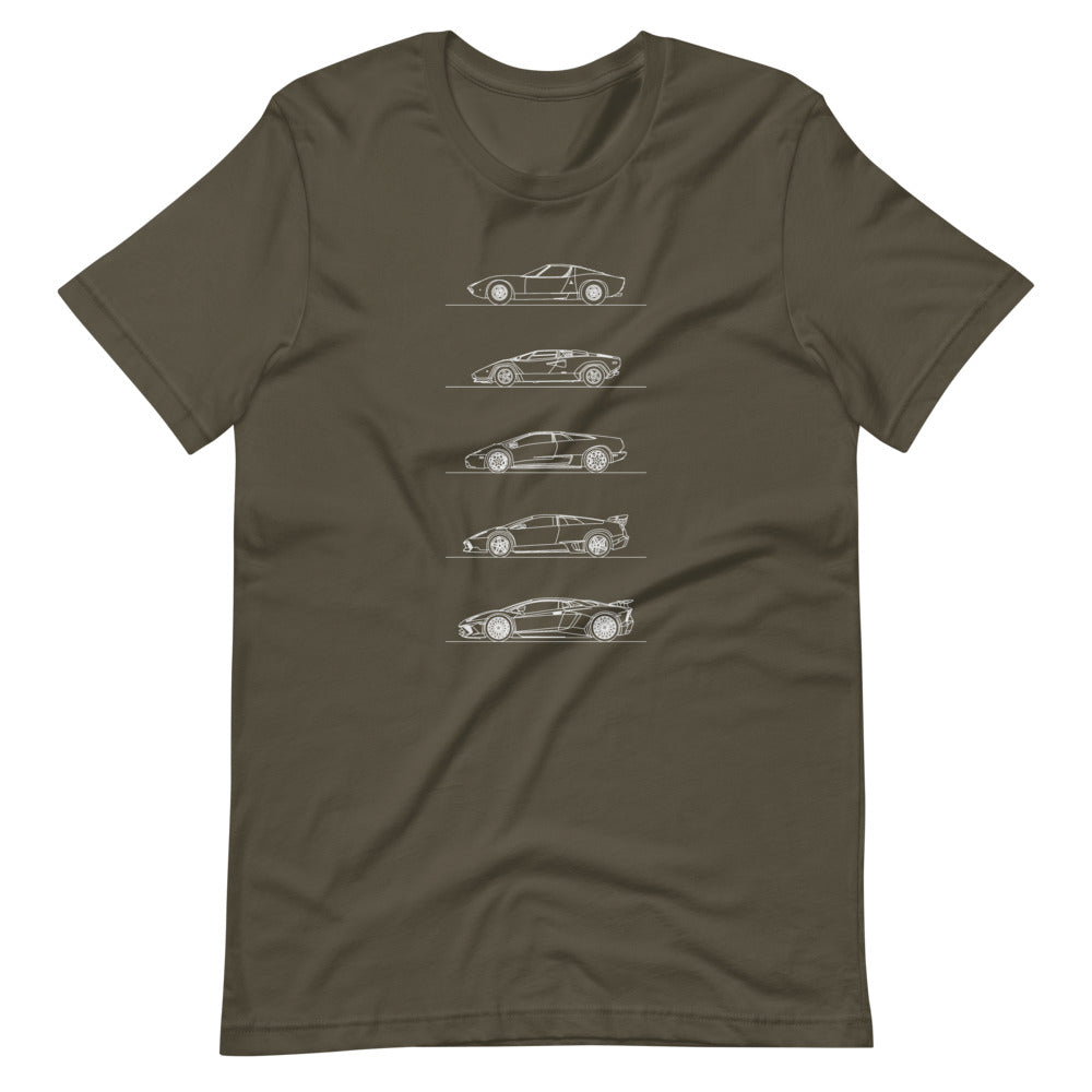 Lamborghini V12 Evolution T-shirt design displayed