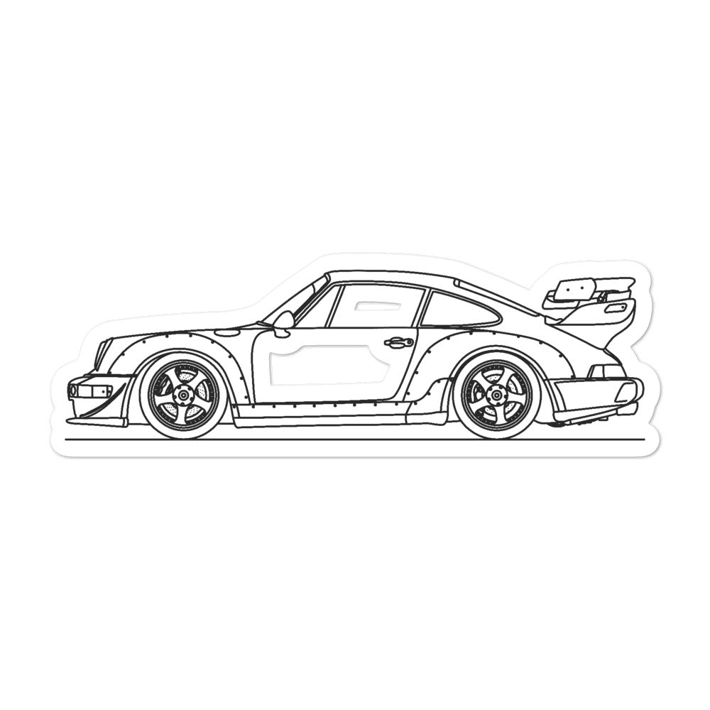 Porsche 911 964 RWB Outline Sticker for Car Enthusiasts – Artlines Design