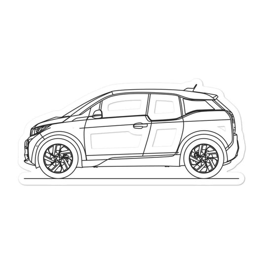BMW i3 Silhouette sticker on a car window