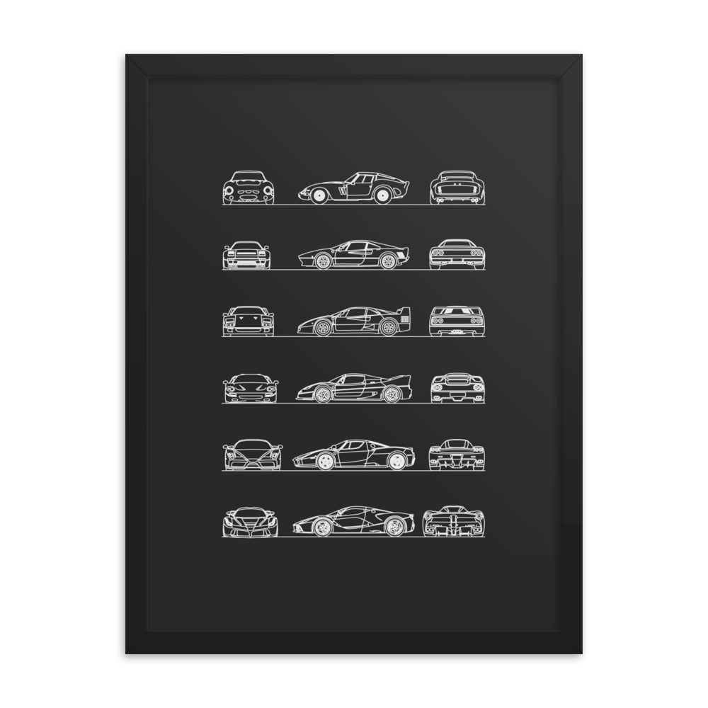 Ferrari 250 GTO outline poster on a wall