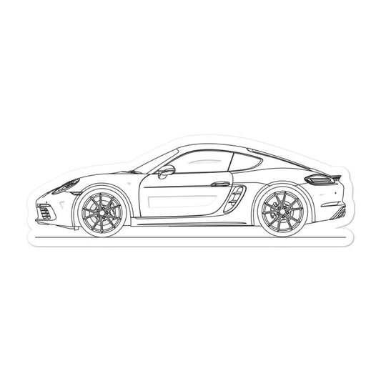 Porsche Cayman S 718 Silhouette line drawing sticker