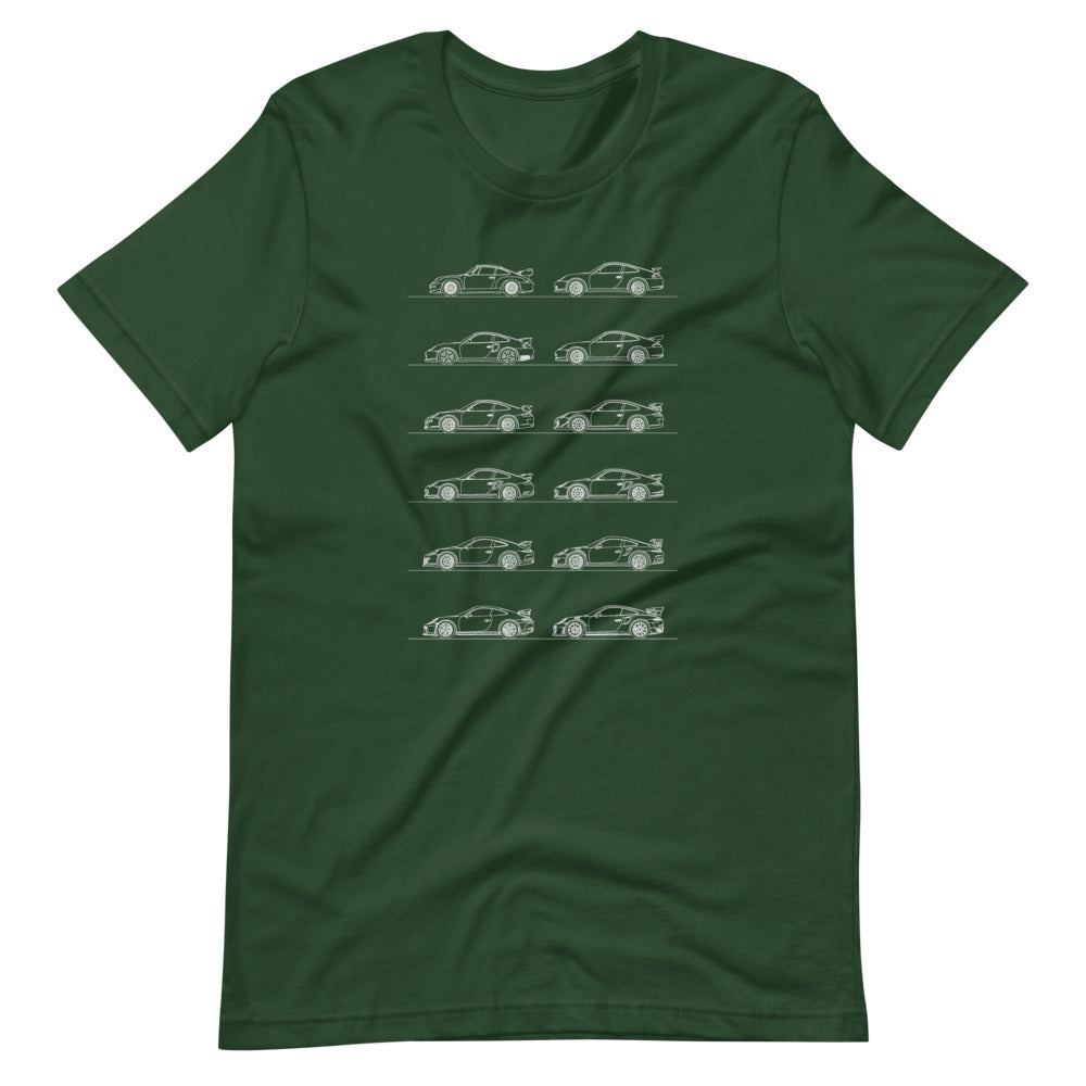 Porsche 911 GT2 - GT3 Evolution T-shirt Forest - Artlines Design