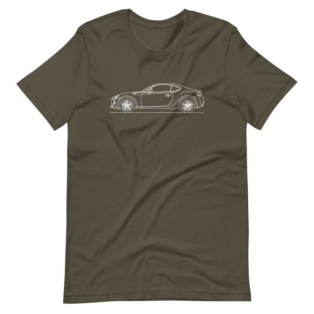 Subaru BRZ t-shirt displayed on a hanger