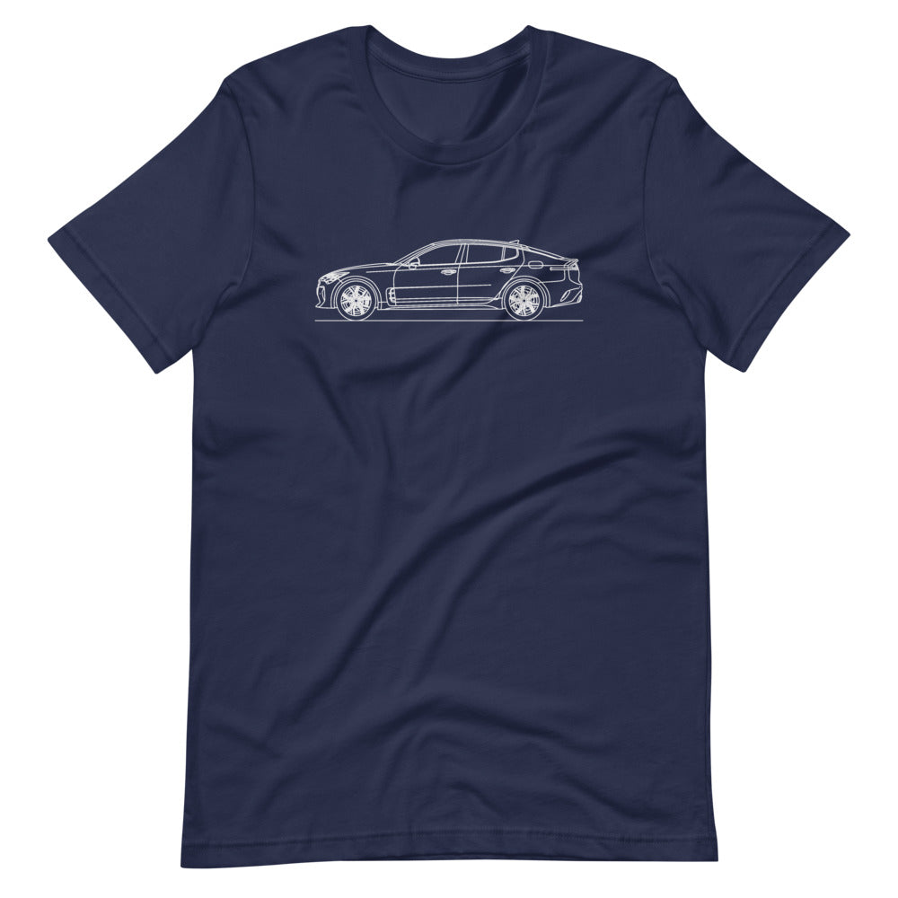 Kia Stinger GT silhouette t-shirt design displayed
