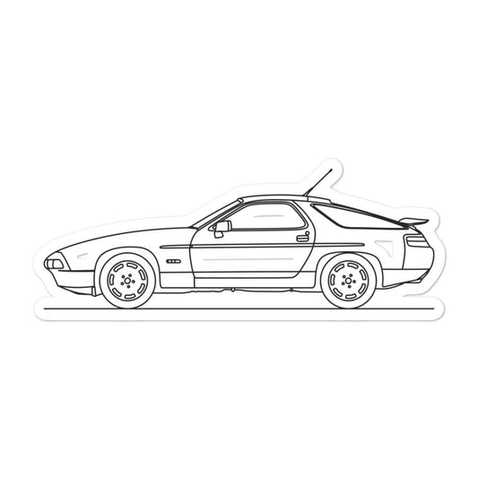 Porsche 928 S4 Outline sticker on display