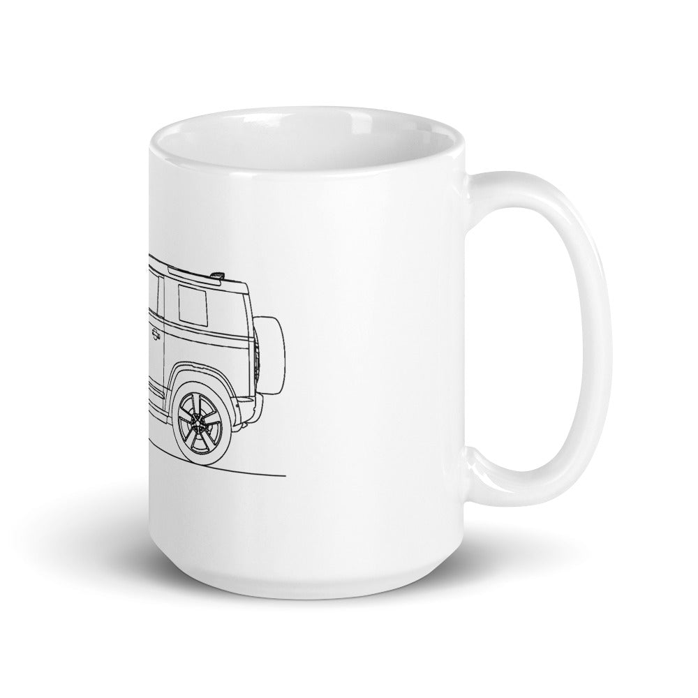 Land Rover Defender 90 mug on display