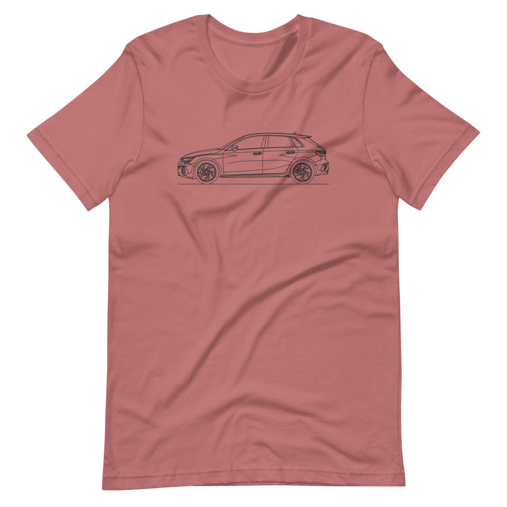 Audi 8Y S3 Sportback t-shirt displayed flat